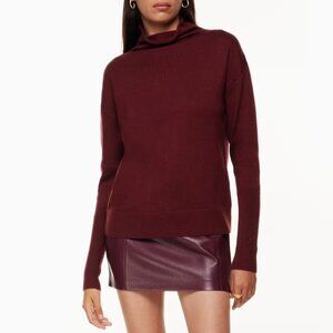 Aritzia Wilfred Cyprie Sweater Merino Wool Mockneck Spiced Burgundy Medium